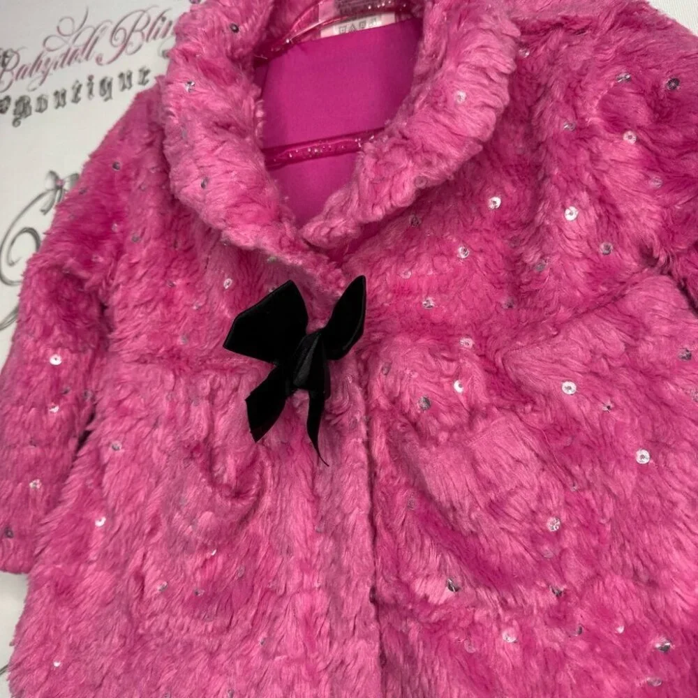 Little lass coat jacket 18months baby kid winter parka cute sparkly sequins bow